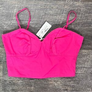 NWT Almendra fuchsia pink cropped bustier top blouse shirt size small S B192